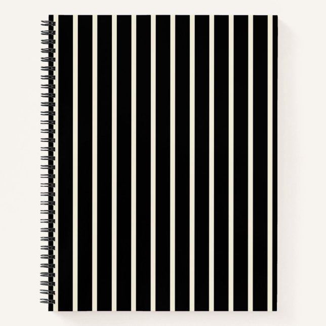 Classic Black and White Vertical Stripes Pattern Notebook (Front)