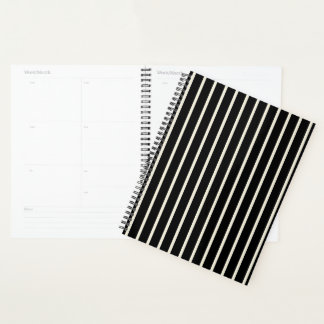 Classic Black and White Vertical Stripes Pattern Planner