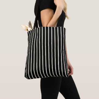 Classic Black and White Vertical Stripes Pattern Tote Bag