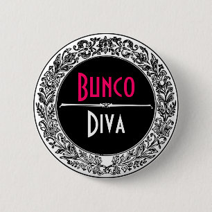 Classic Black And White Vintage Bunco 2 Inch Round Button