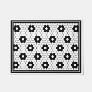 Classic Black and White Vintage Tile Design Small Doormat