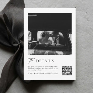 Classic Black and White Wedding Details Qr Code Enclosure Card