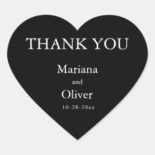 Classic Black and White Wedding Heart Sticker