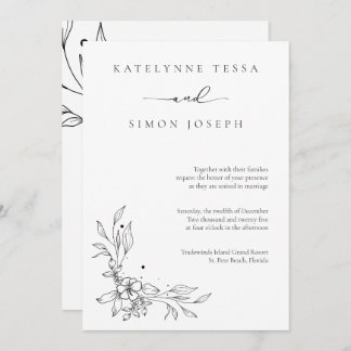 Classic Black and White Wedding Invitation