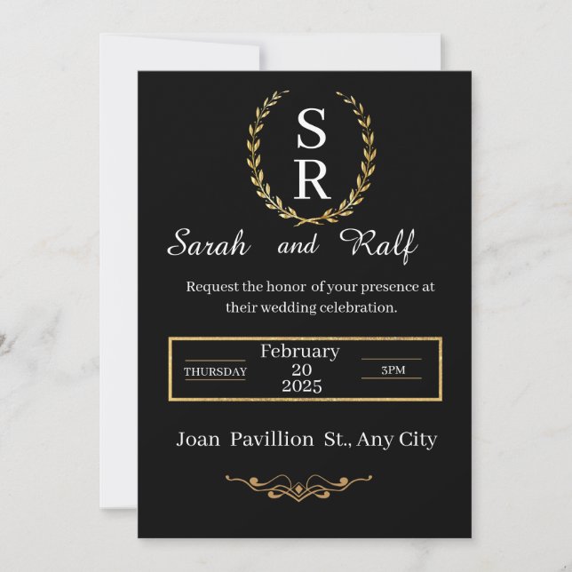 classic black and white wedding invitation (Front)
