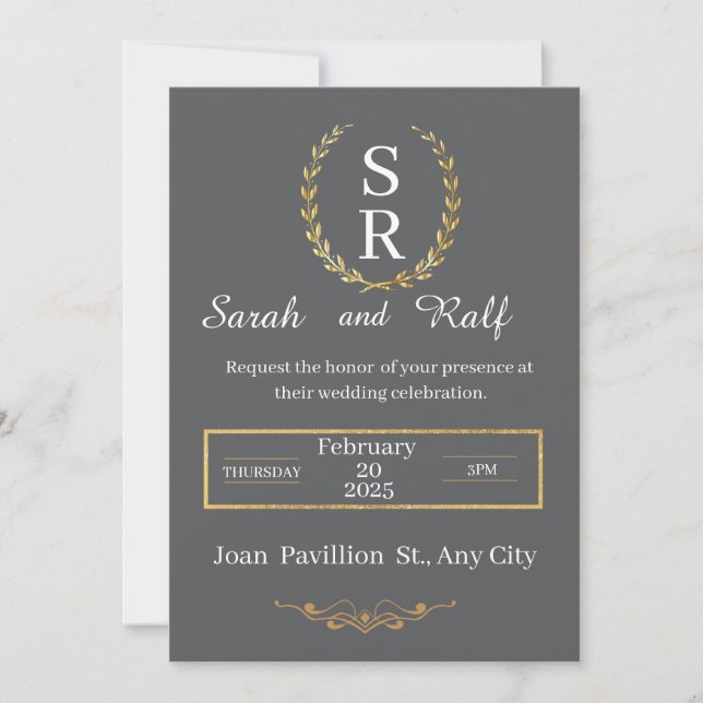 classic black and white wedding invitation (Front)