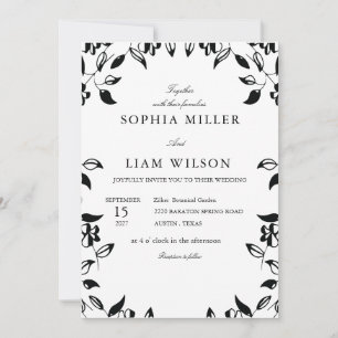 classic black and white wedding invite