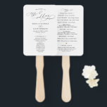 Classic Black and White Wedding Program Hand Fan<br><div class="desc">Designed to coordinate with our Classic BnW wedding collection,  this customizable Ceremony program,  features a sweeping script calligraphy text paired with a classy serif font in black. Background & text colours can be changed to match any colour theme. Matching items available.</div>