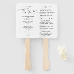 Classic Black and White Wedding Program Hand Fan