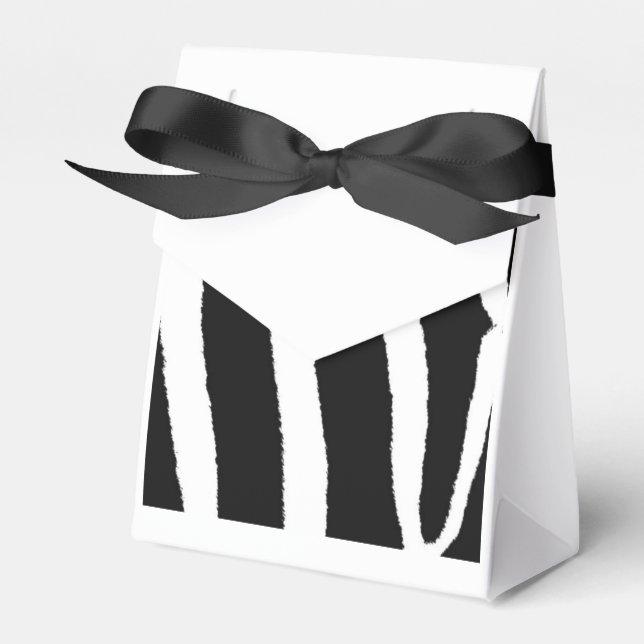 Classic Black and White Zebra Pattern Favor Box (Front Side)