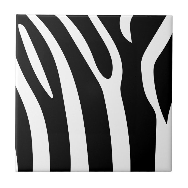 Classic Black and White Zebra Stripes Print Tile (Front)