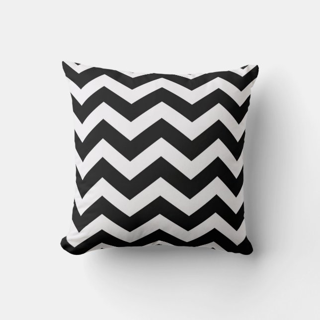 Classic Black and White Zigzag Throw Pillow (Front)