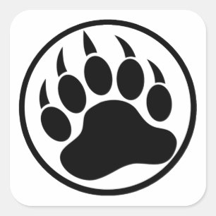 Classic Black bear claw inside a black ring Square Sticker