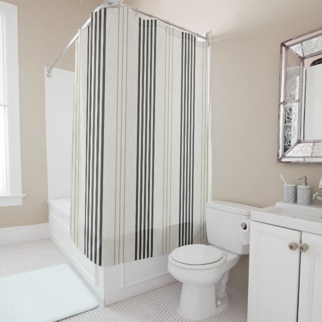 Classic Black Beige Ticking Stripe Pattern (In Situ)