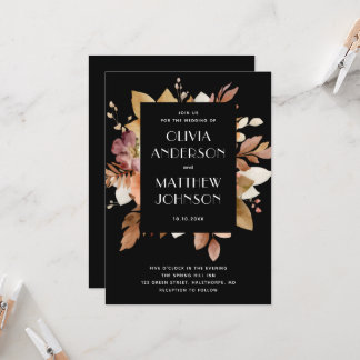 Classic Black & Blush Wedding Invitation