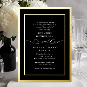 Classic Black Calligraphy Gold Framed Wedding