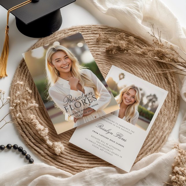 Classic Black Calligraphy Graduation  Announcement (Creator Uploaded)