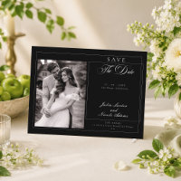 Classic Black Calligraphy Photo Save The Date