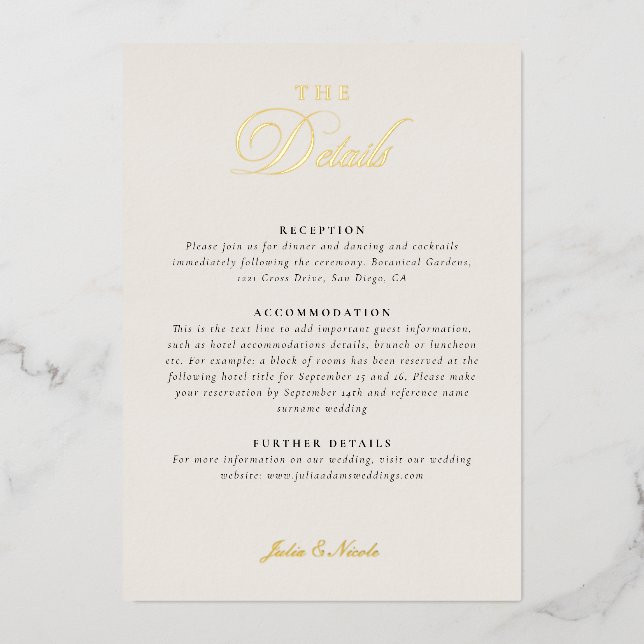 Classic Black Calligraphy Wedding Details (Front)