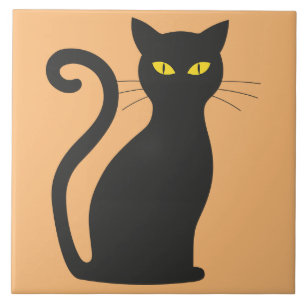 Classic Black Cat Ceramic Tile