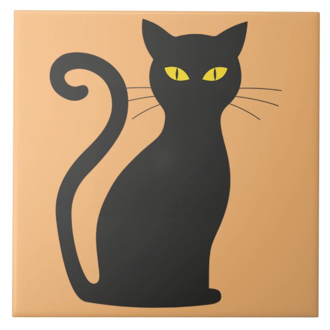 Classic Black Cat Ceramic Tile (Front)