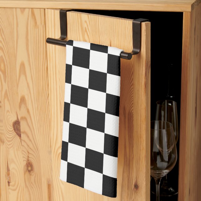 Classic black chequerboard kitchen towel (Thirds Fold)