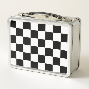 Classic black chequerboard metal lunch box