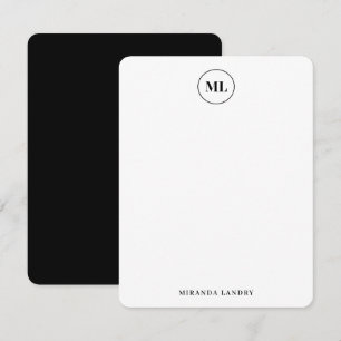 Classic Black Circle Monogram Initials Name Card