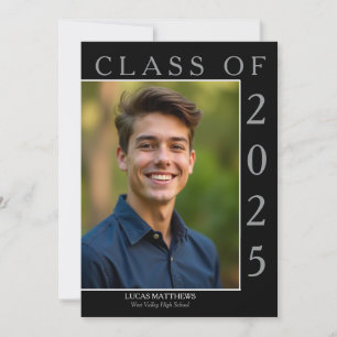 Classic Black Class of 2025 Graduate Custom Photo Invitation