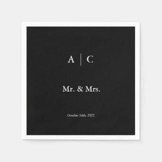 Classic Black Customized Wedding Cocktail Napkin