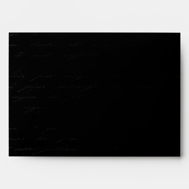 Classic Black Damask: Custom Linen Wedding A-7 Envelopes (Front)