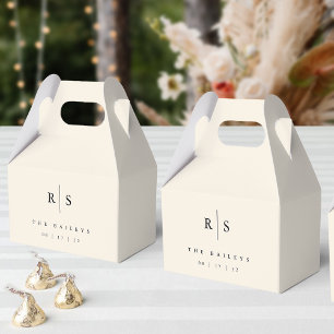 Classic Black & Ecru Monogram Wedding Favor Box