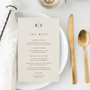 Classic Black & Ecru Monogram Wedding Menu