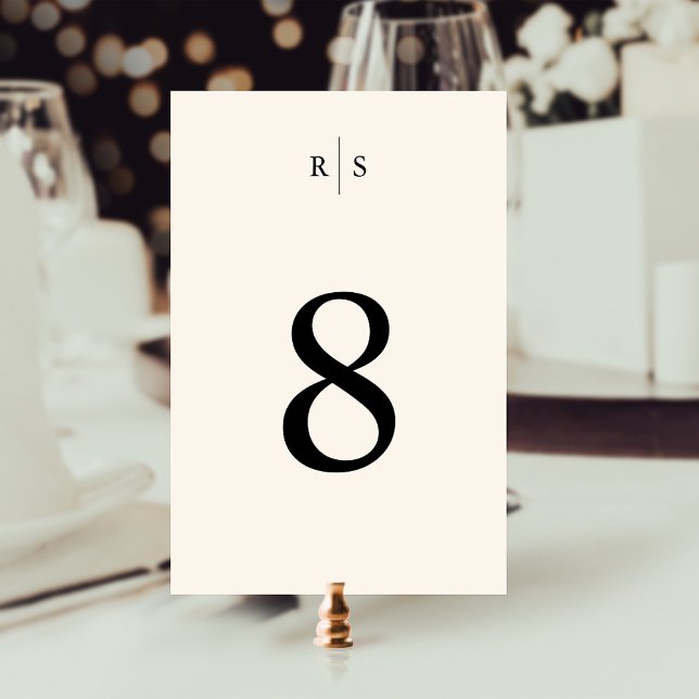 Classic Black & Ecru Monogram Wedding Table Number (Creator Uploaded)
