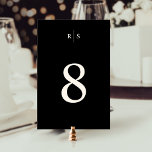 Classic Black & Ecru Monogram Wedding Table Number<br><div class="desc">Elegant wedding reception table number cards feature your table number in ecru on a black background, topped by a simple monogram in traditional serif lettering, bisected by a thin vertical line. Design repeats on reverse side. To order your table numbers, customize your design to your liking, start with table 1,...</div>