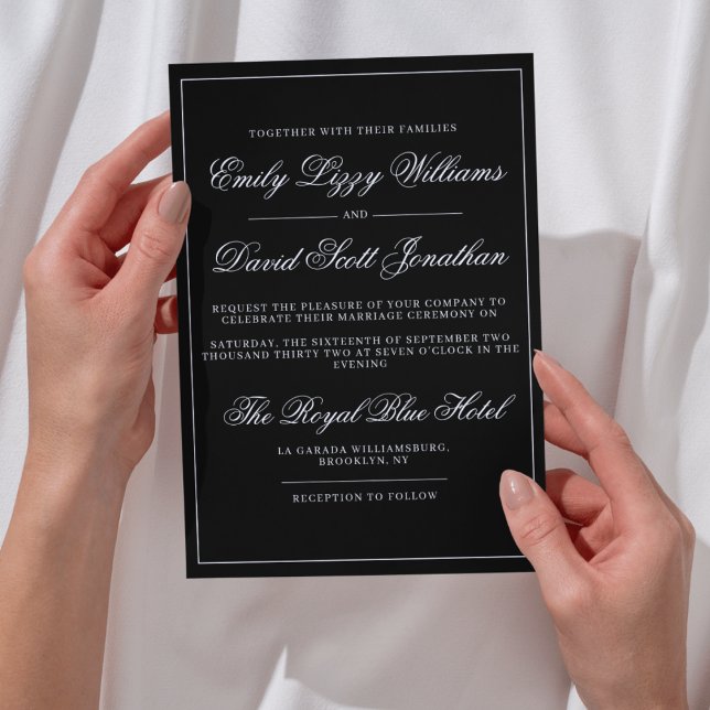 Classic Black Elegant Script Timeless Invitation (Creator Uploaded)