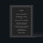 Classic Black Elegant Wedding Invitation<br><div class="desc">Classic black wedding invitation featuring a simple and minimal design with your monogram at the top and your event details surrounded by a double border.  The fonts alternate between and elegant script,  a traditional serif and minimalist sans serif fonts.  This invitation is great for a formal wedding.</div>