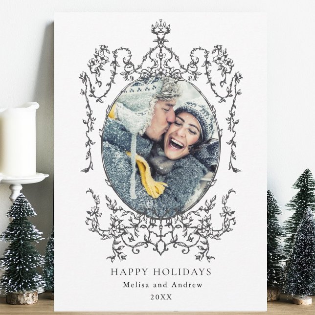 Classic Black Frame Happy Holidays Photo  Holiday Card (Creator Uploaded)