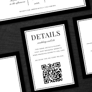 Classic Black Frame Wedding Details QR Code Enclosure Card