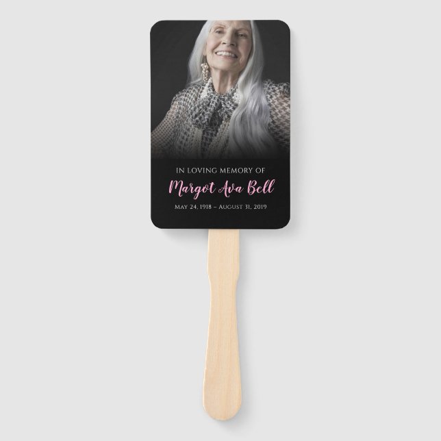 Classic Black Funeral Memorial Hand Fan (Front)