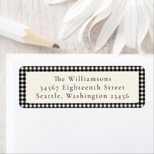 Classic Black Gingham Plaid Custom Return Address