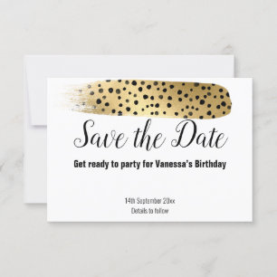 CLASSIC BLACK GOLD ANIMAL PRINT SAVE THE DATE RSVP CARD