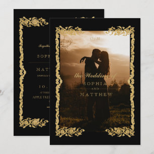 Classic Black Gold Frame⎮ Photo Wedding Invitation