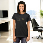 Classic Black Gold Minimalist Monogram Name T-Shirt<br><div class="desc">Elevate your style with our Monogram Black Gold Modern Minimalist Elegant T-Shirt. This wardrobe essential seamlessly blends classic sophistication with contemporary minimalism, making it a versatile and stylish addition to your collection. Crafted with meticulous attention to detail, this T-shirt is more than just clothing; it's a personalized statement. The customizable...</div>