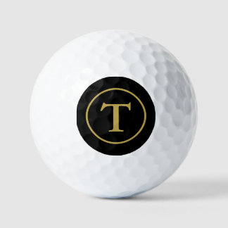 Classic Black & Gold Monogrammed  Golf Balls