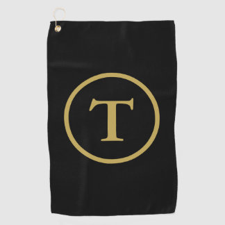 Classic Black & Gold Monogrammed  Golf Towel