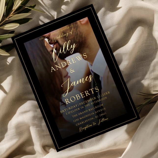Classic Black & Gold Script Photo Wedding (Creator Uploaded)