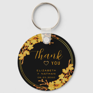 Classic Black & Gold Wedding Thank You Keychain