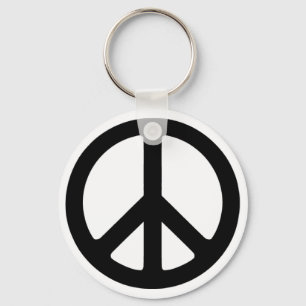 Classic Black Groovy Peace Symbol Keychain