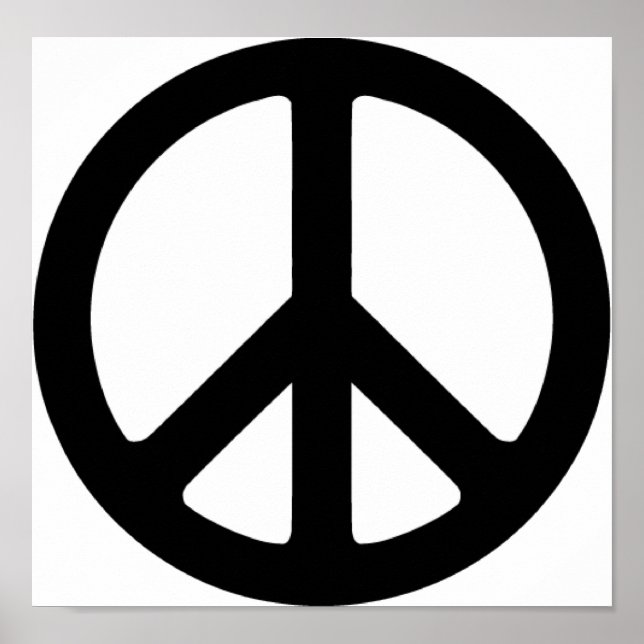 Classic Black Groovy Peace Symbol Poster (Front)